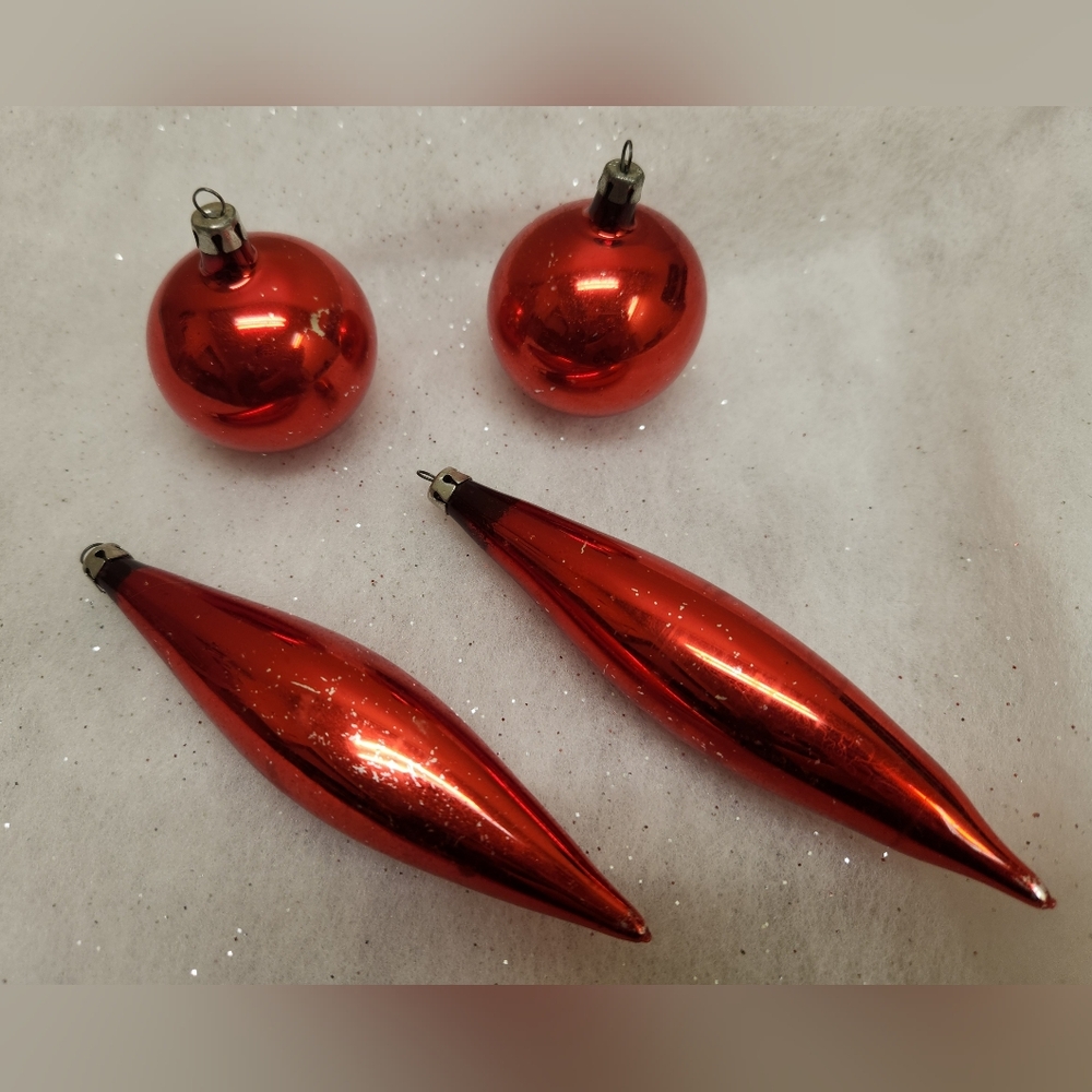 Vintage Mercury Glass Ornament Set